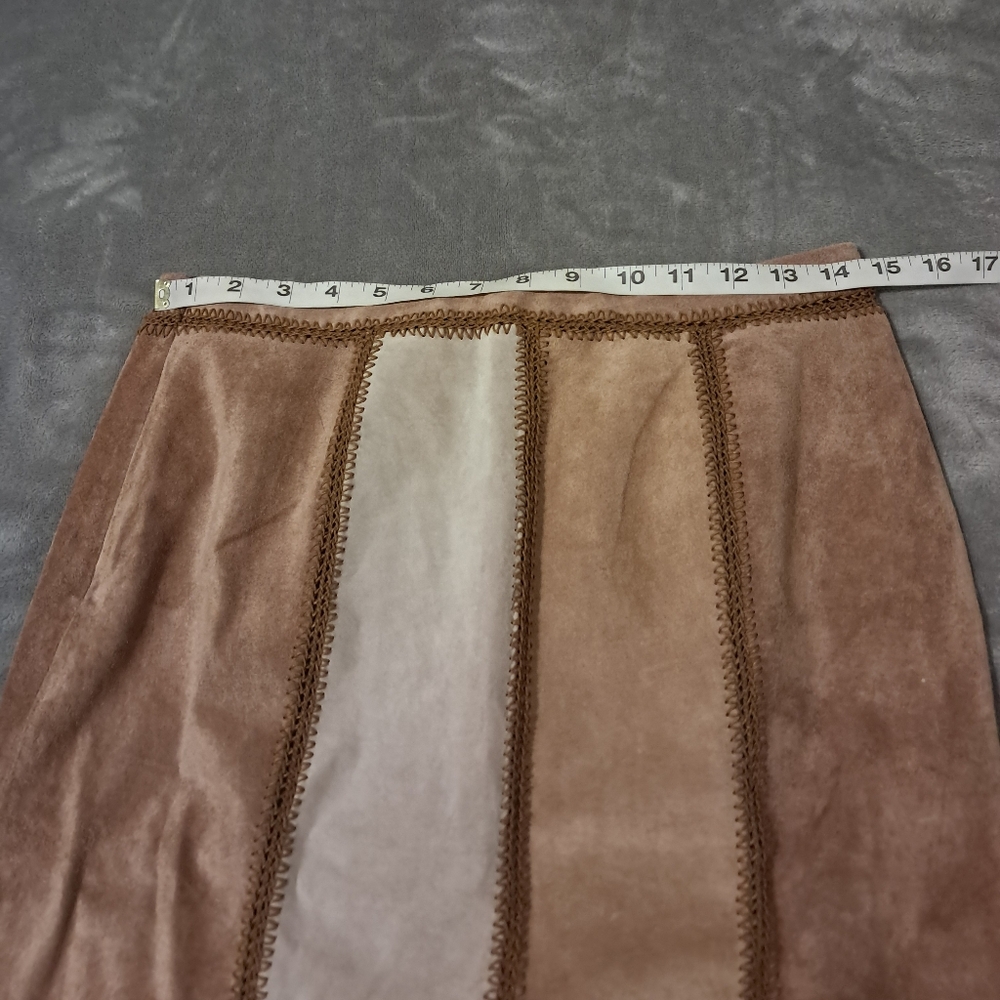 Express Womens Genuine Leather Suede Brown Skirt … - image 8